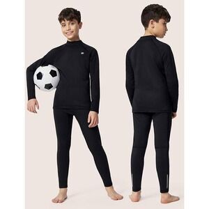 Ewedoos Compression Shirt Kids M Black Long Sleeve Mock Neck Athletic Base Layer